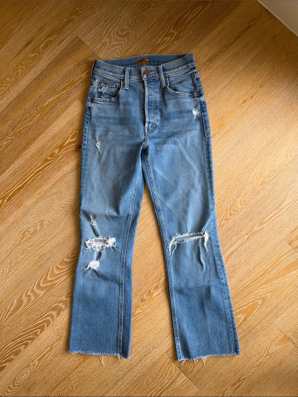 Women's Mother Denim Blue Tripper Ankle Fray High-Rise Jeans